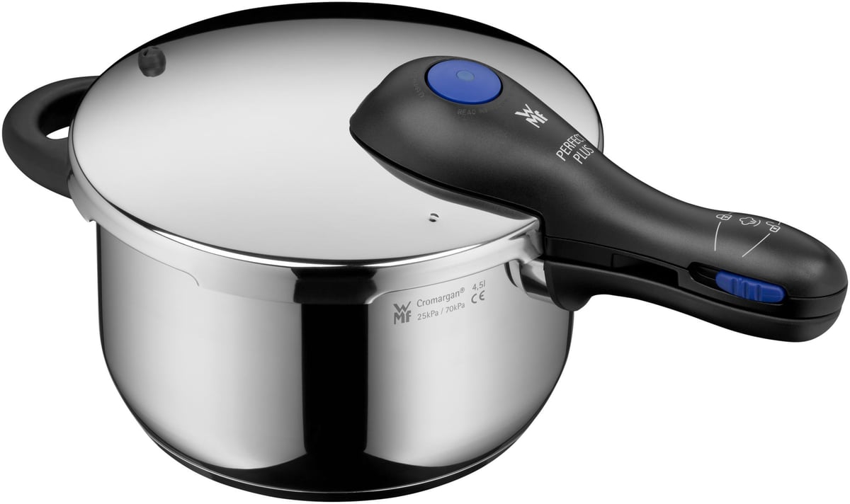 WMF Perfect Plus tryckkokare 4,5 l Chrome | Skandinavisk Design | Tryckkokare för spis | Silverfärgad