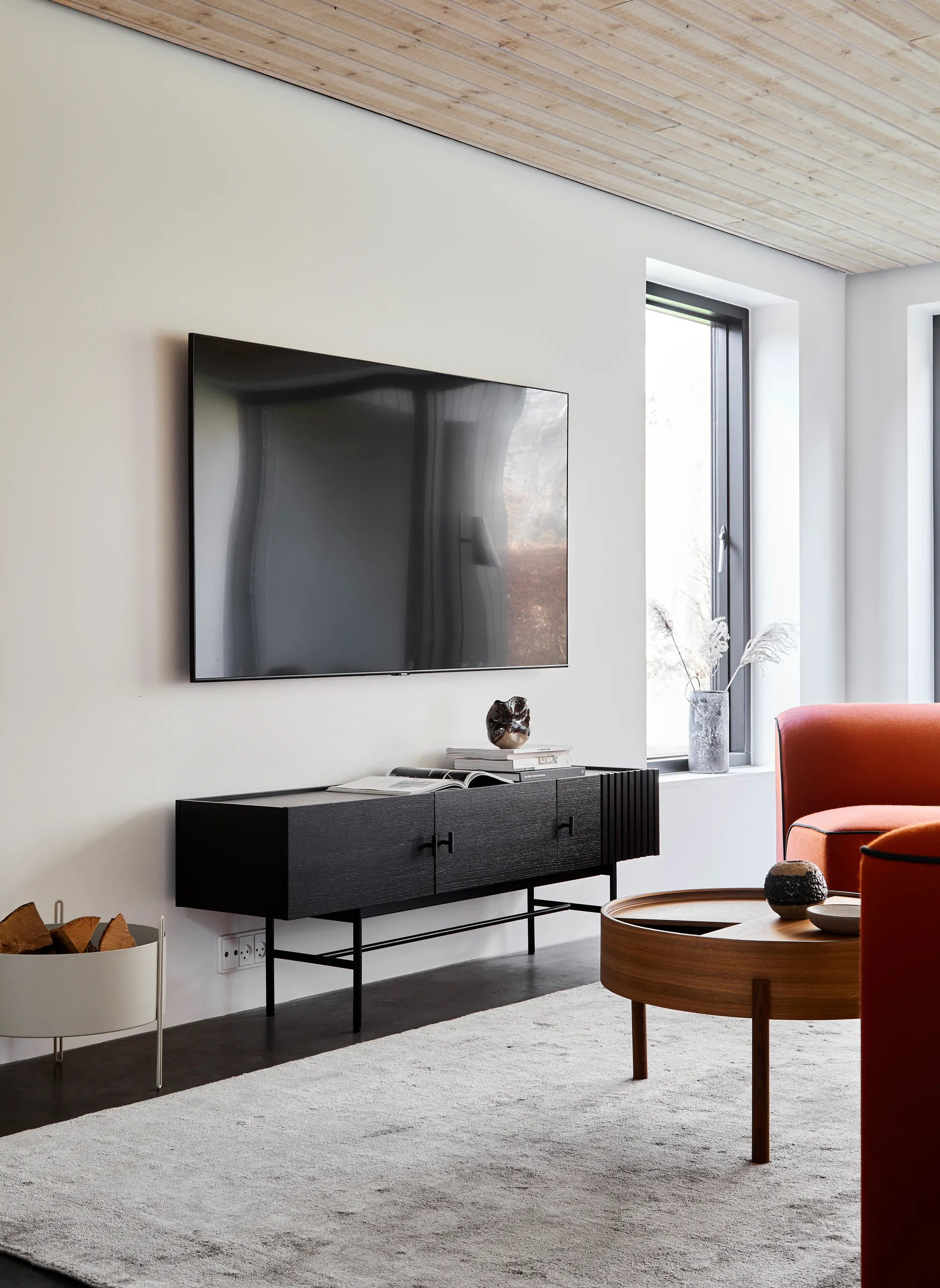 Array sidobord, 180 cm, Svartmålad ek Woud