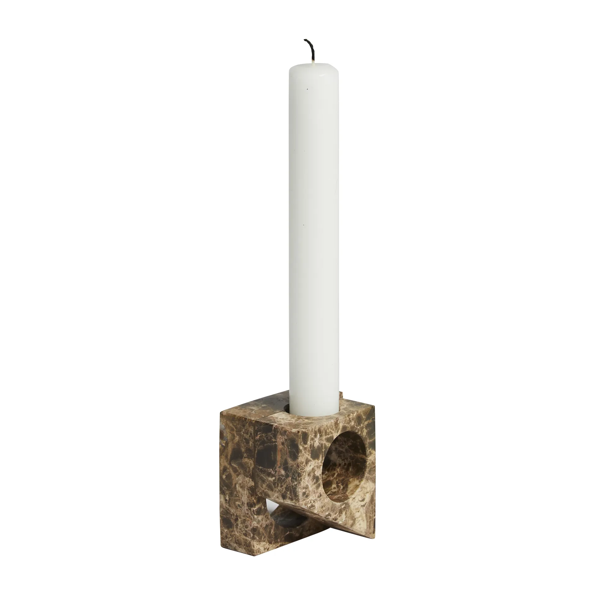 Jeu de dés 2 ljushållare marmor, Brun Woud