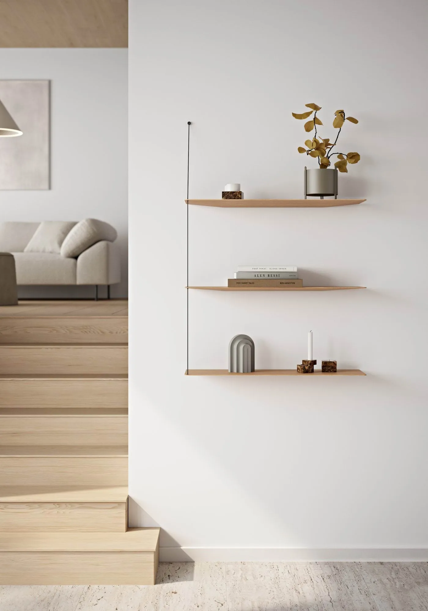 Stedge Add-on hylla, Svart ek-borstat stål, 60 cm Woud