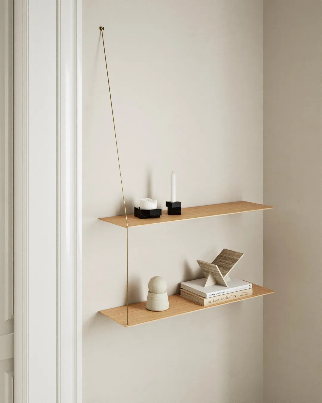 Stedge Add-on hylla, Vitpigmenterad ek-mässing, 80 cm Woud