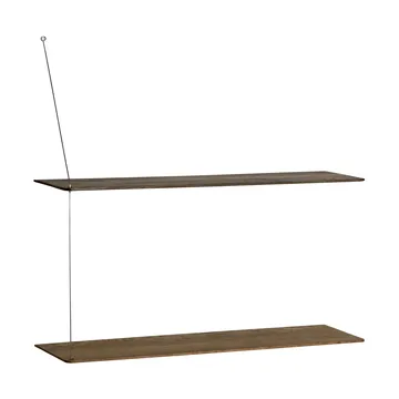 Stedge hylla - Rökt ek-borstat stål, 80 cm, 2 hyllplan - Woud