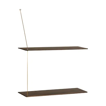 Stedge hylla - Rökt ek-mässing, 60 cm, 2 hyllplan - Woud