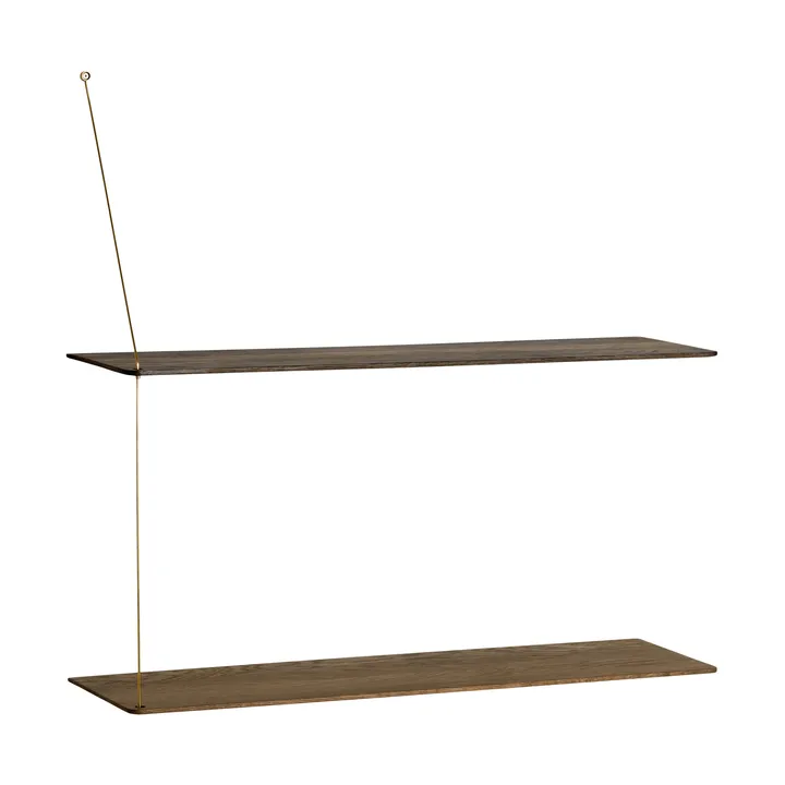 Stedge hylla - Rökt ek-mässing, 80 cm, 2 hyllplan - Woud