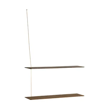 Stedge hylla - Rökt ek-mässing, 80 cm, 2 hyllplan - Woud