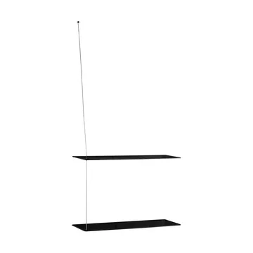 Stedge hylla - Svart ek-borstat stål, 60 cm, 2 hyllplan - Woud