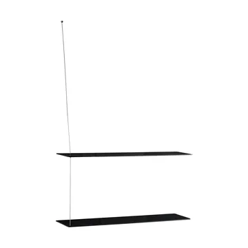 Stedge hylla - Svart ek-borstat stål, 80 cm, 2 hyllplan - Woud