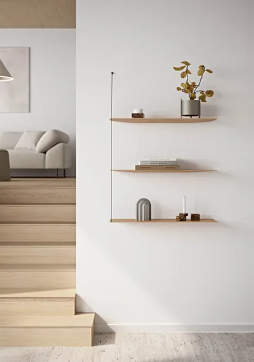 Stedge hylla - Svart ek-borstat stål, 80 cm, 3 hyllplan - Woud