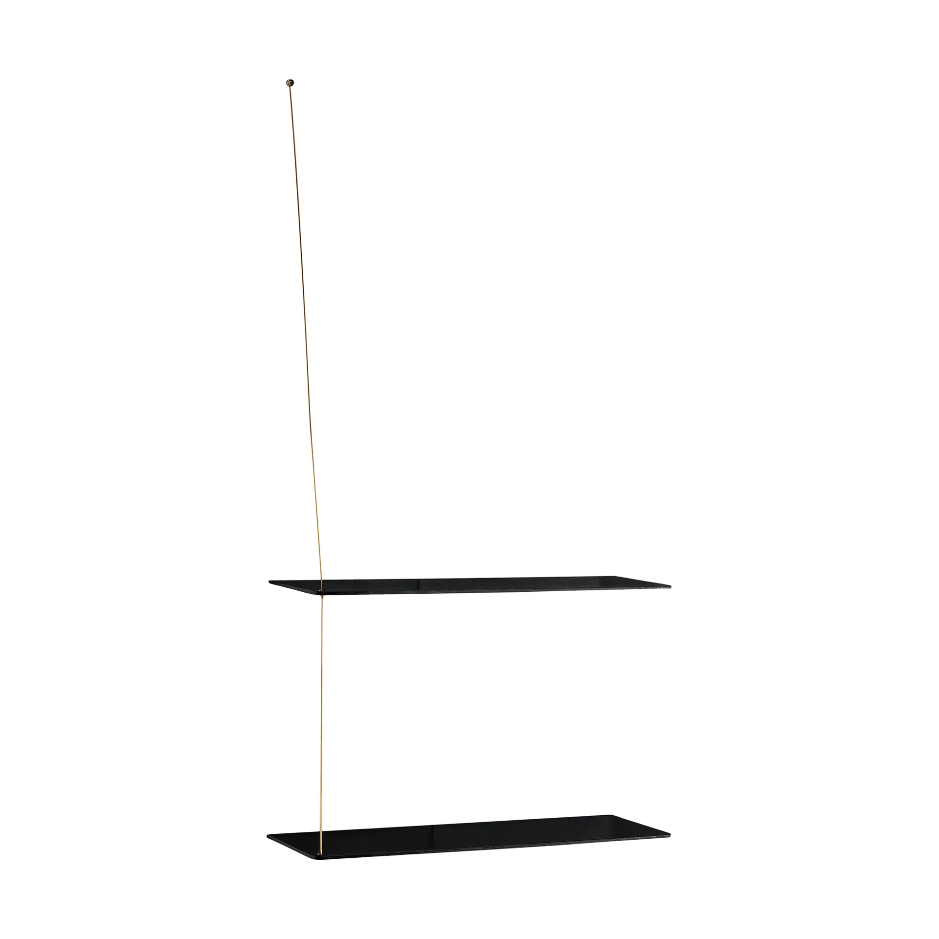 Stedge hylla, Svart ek-mässing, 60 cm, 2 hyllplan Woud