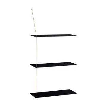 Stedge hylla - Svart ek-mässing, 60 cm, 3 hyllplan - Woud