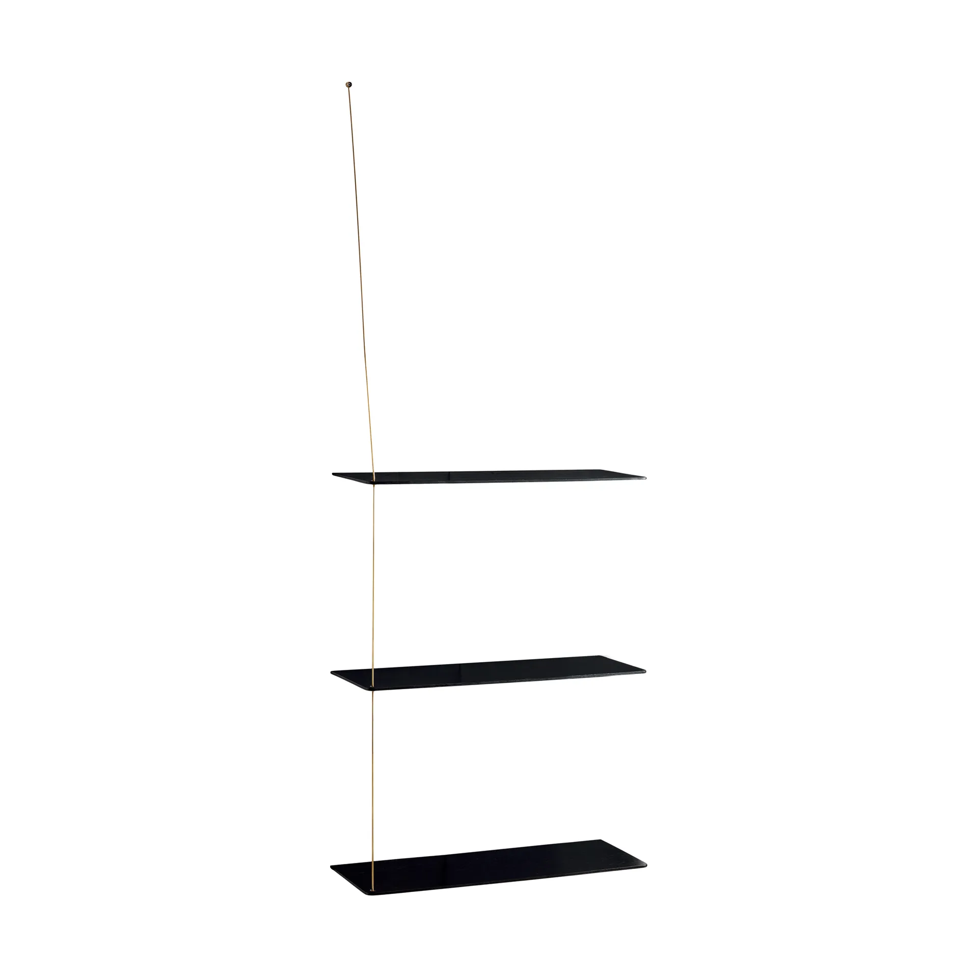Stedge hylla, Svart ek-mässing, 60 cm, 3 hyllplan Woud