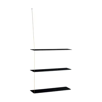 Stedge hylla - Svart ek-mässing, 80 cm, 3 hyllplan - Woud