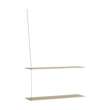 Stedge hylla - Vitpig. ek-borstat stål, 80 cm, 2 hyllplan - Woud