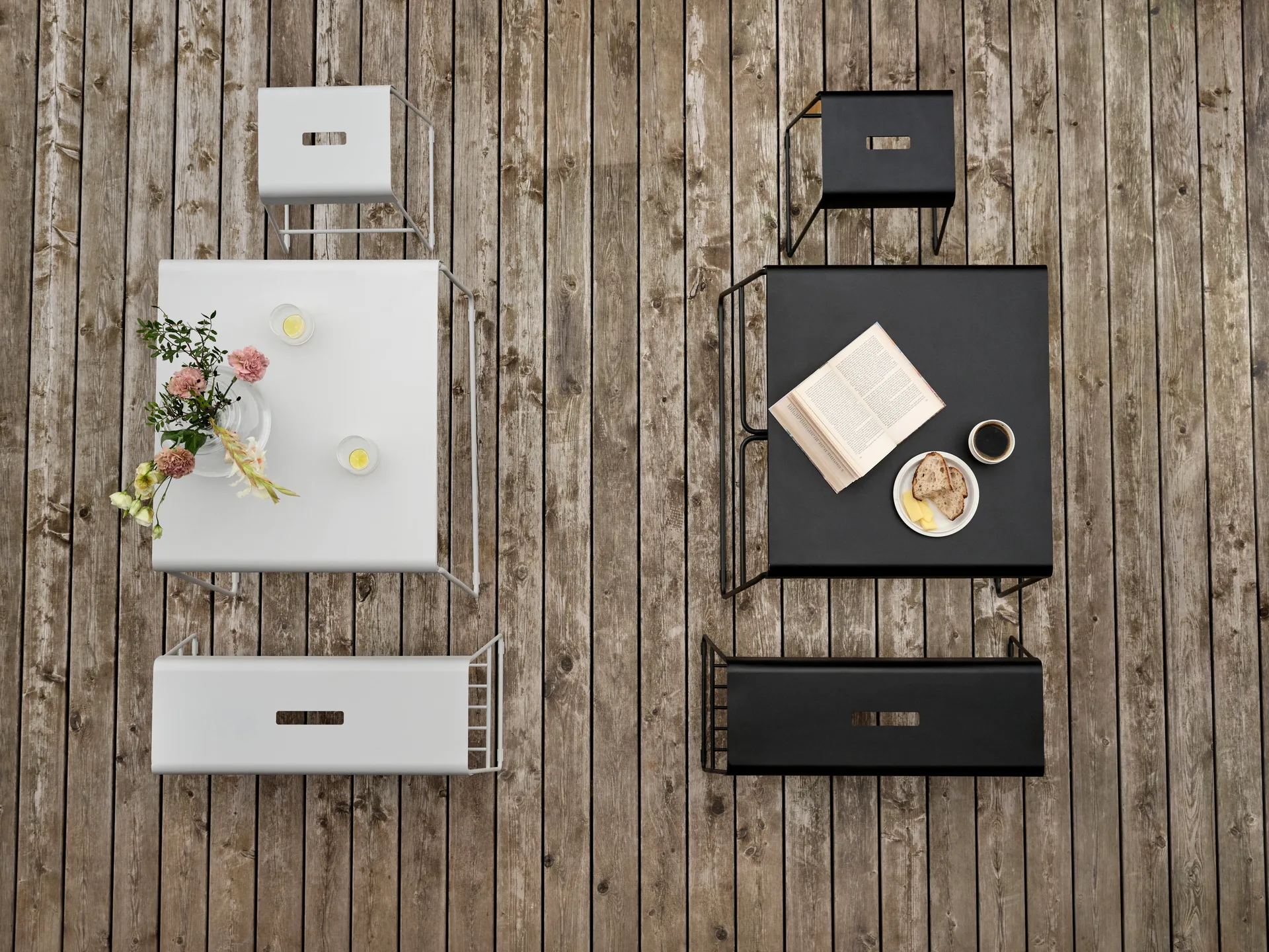 A-bench outdoor bänk med hylla 45 cm, Soft Grey (grå) Zone Denmark