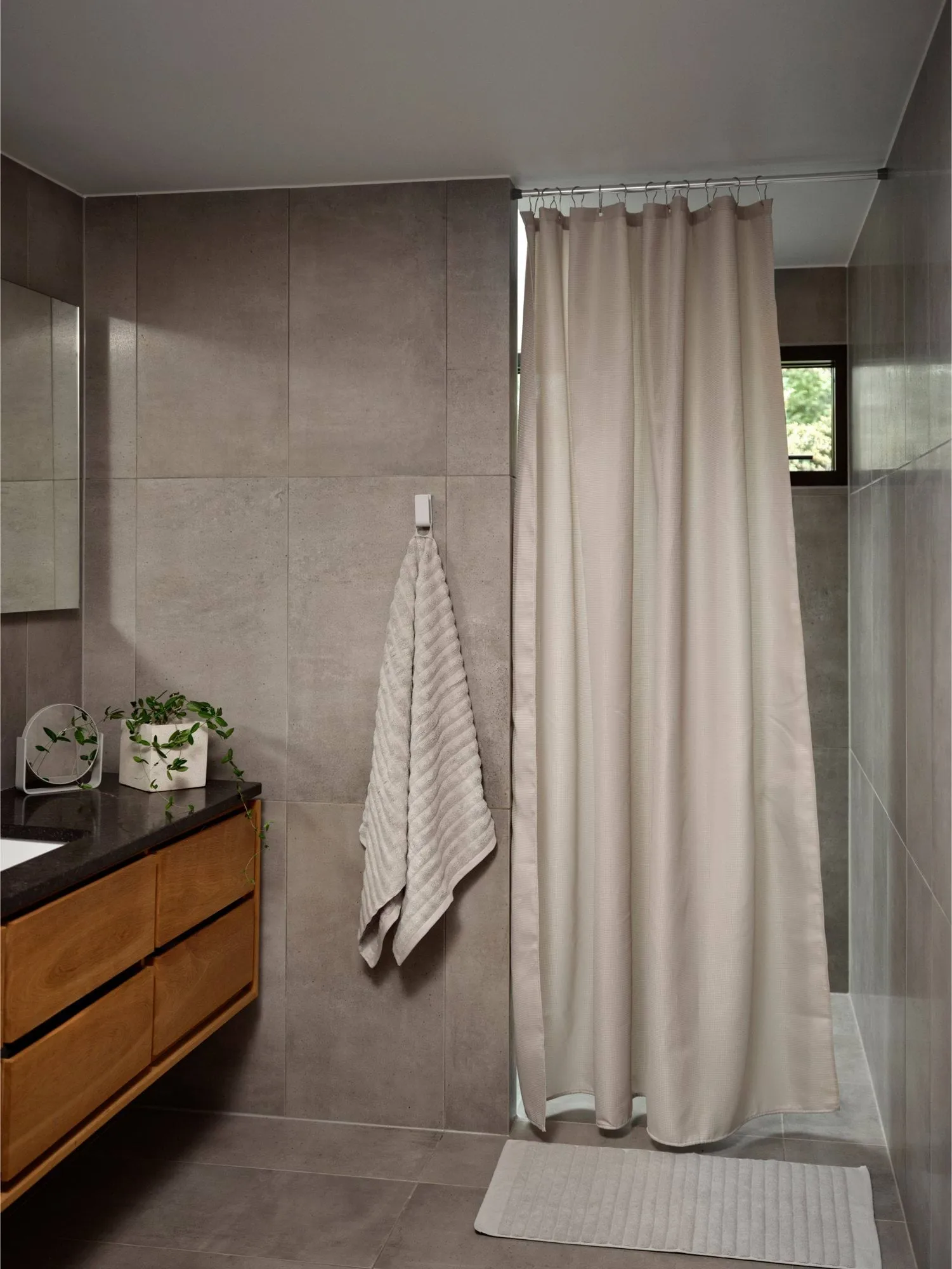 Lux duschdraperi, Soft grey, 180x220 cm Zone Denmark