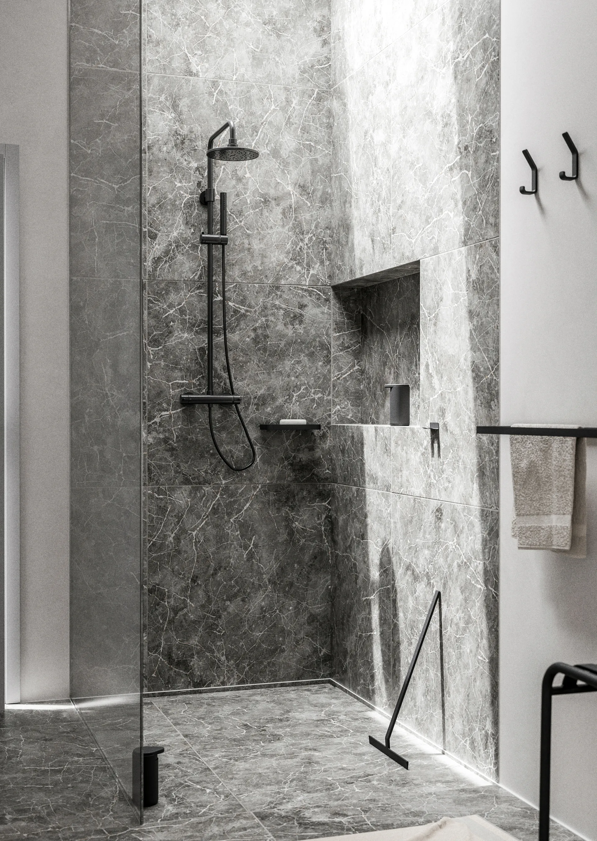 RIM handduksstång dubbel 12x70 cm, Black Zone Denmark