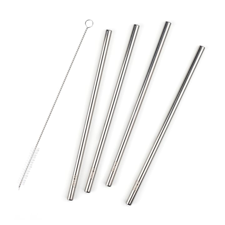 Rocks sugrör 21,5 cm 4-pack - Polished steel - Zone Denmark