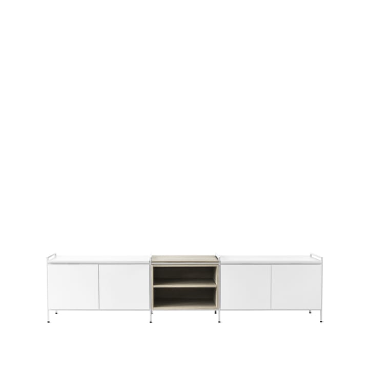 Molto Låg sideboard - vit/ek, 3 sektioner - Zweed