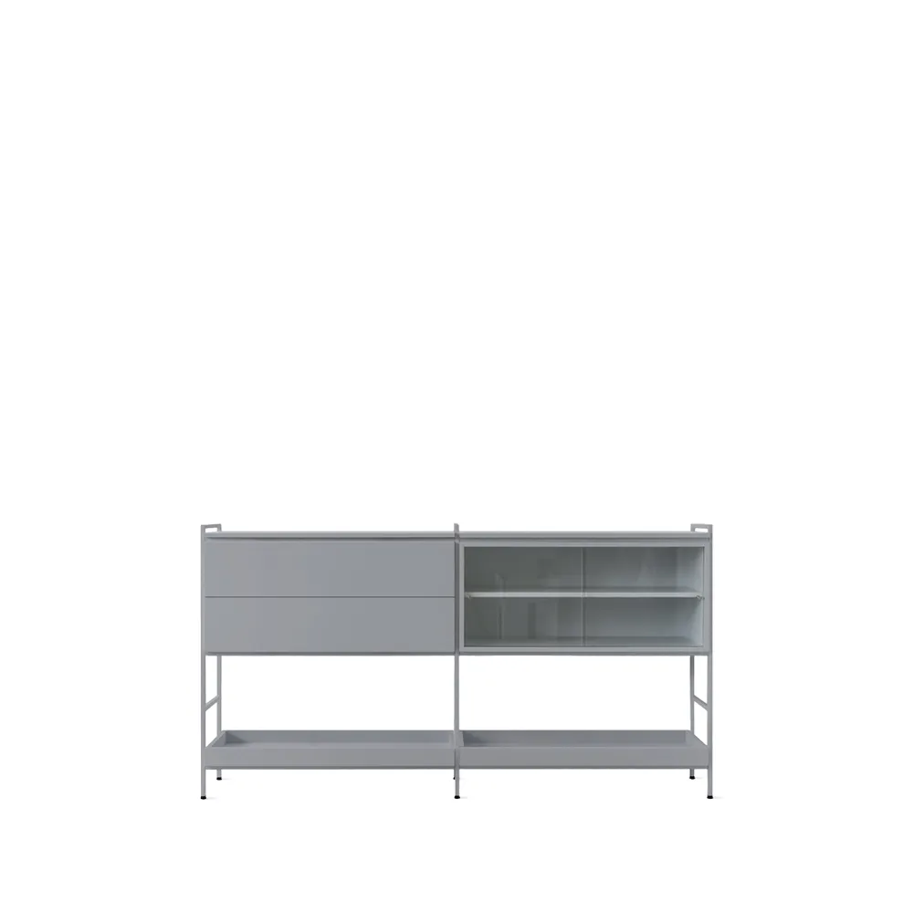 Molto Medium sideboard, grå, 2 sektioner med vitrin Zweed