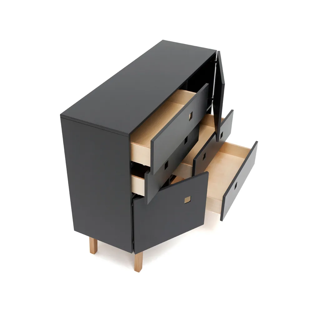 Peep B1 byrå, slate grey, svartlack  Zweed