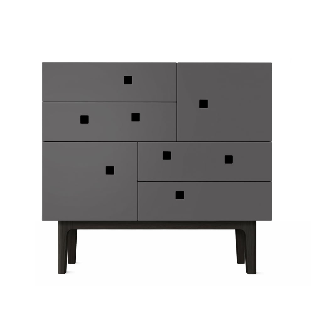 Zweed Peep B1 byrå slate grey, svartlack | Skandinavisk Design | Byråer | Grå