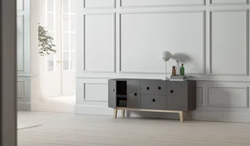 Peep M2 mediabänk - slate grey, vitpigmenterad ek - Zweed