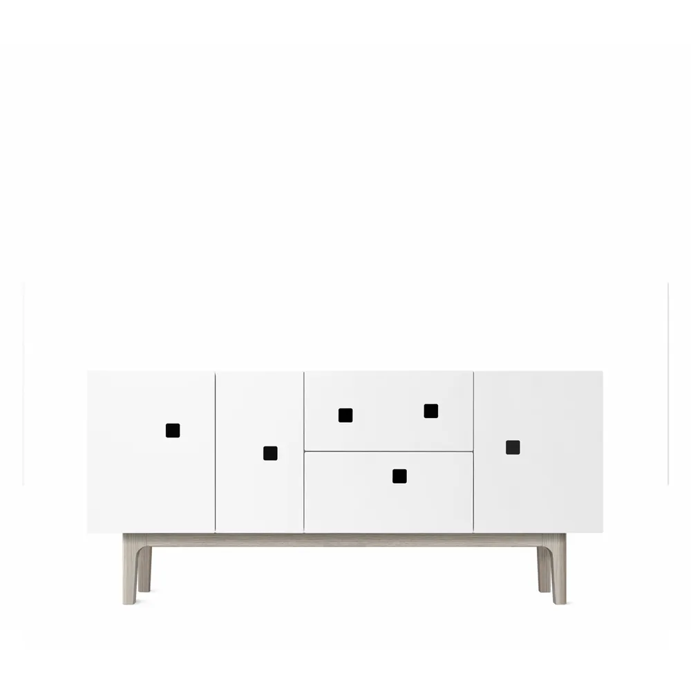 Peep M2 mediabänk, vit, vitpigmenterad ek Zweed