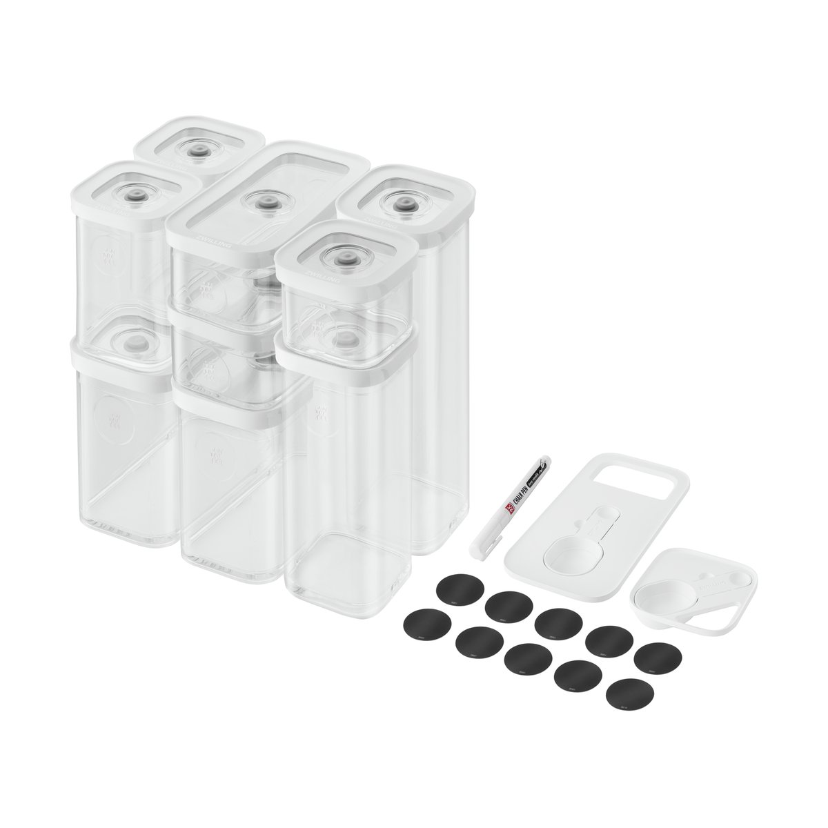 Zwilling CUBE förvaringsset S/M12 12 delar | Skandinavisk Design | Förvaringsburkar | Transparent