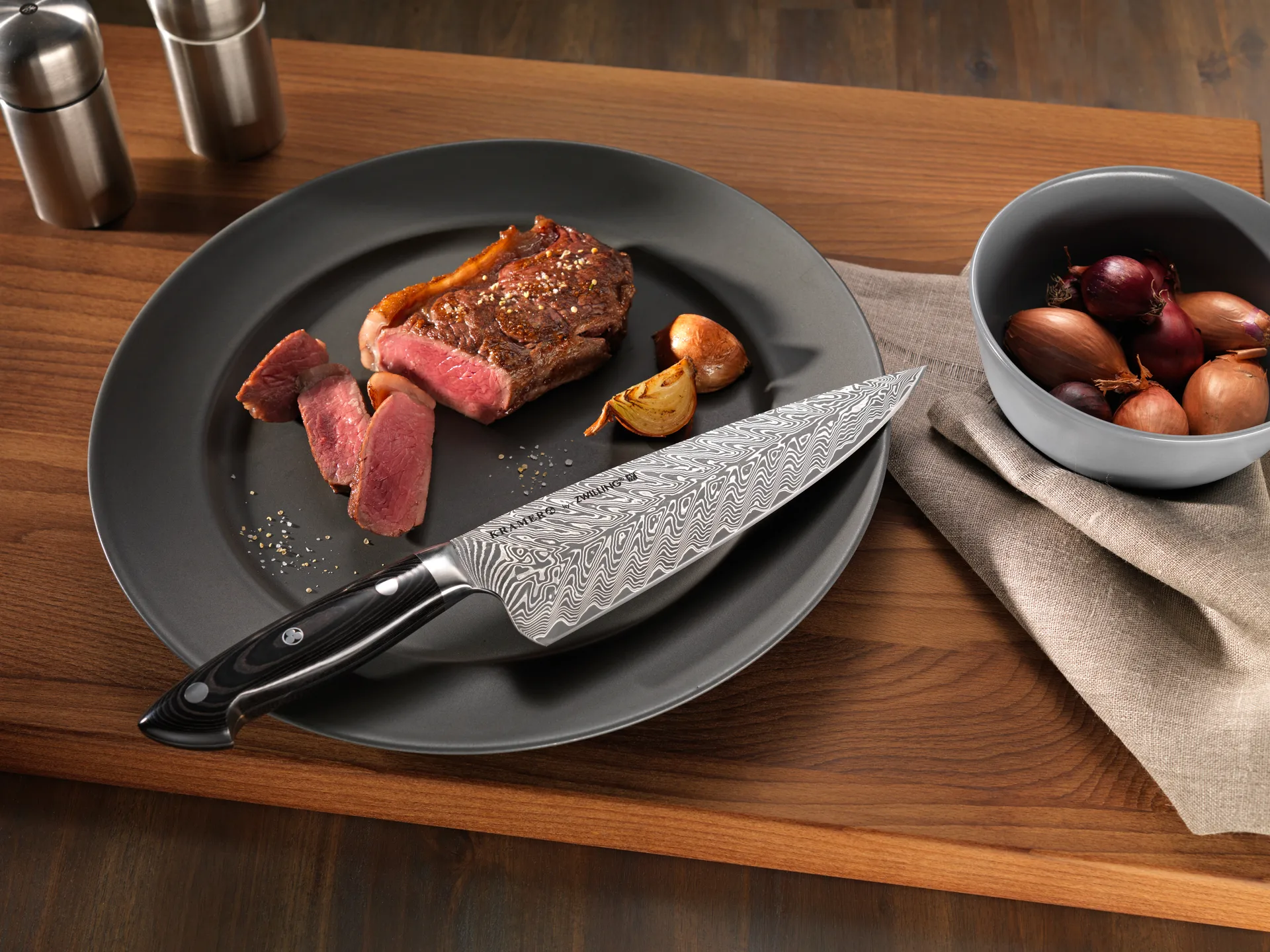 Zwilling Kramer euro stainelss allkniv 13 cm, Damaskus-svart Zwilling