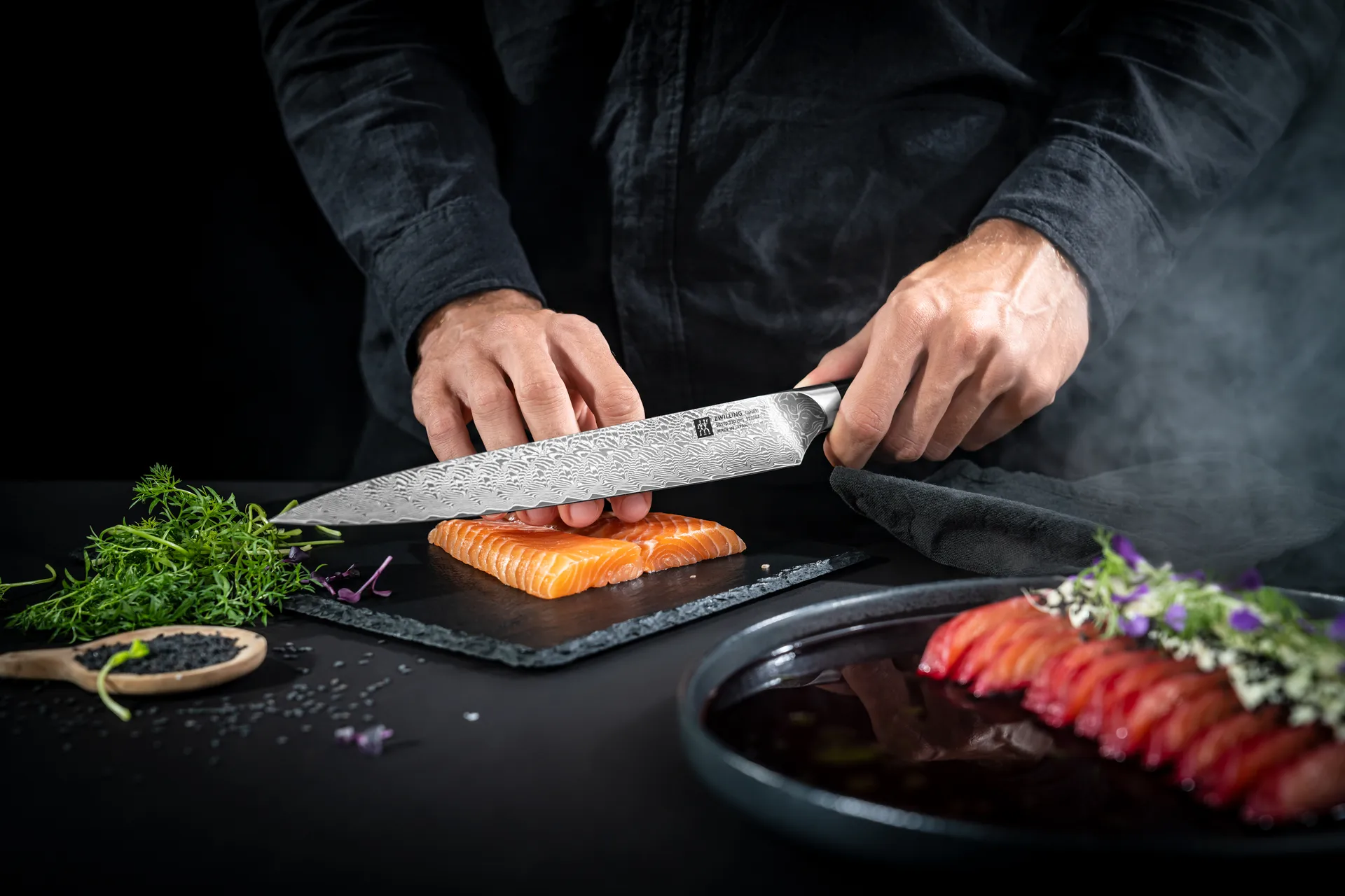 Zwilling Tanrei filékniv 23 cm, Damaskus-svart Zwilling