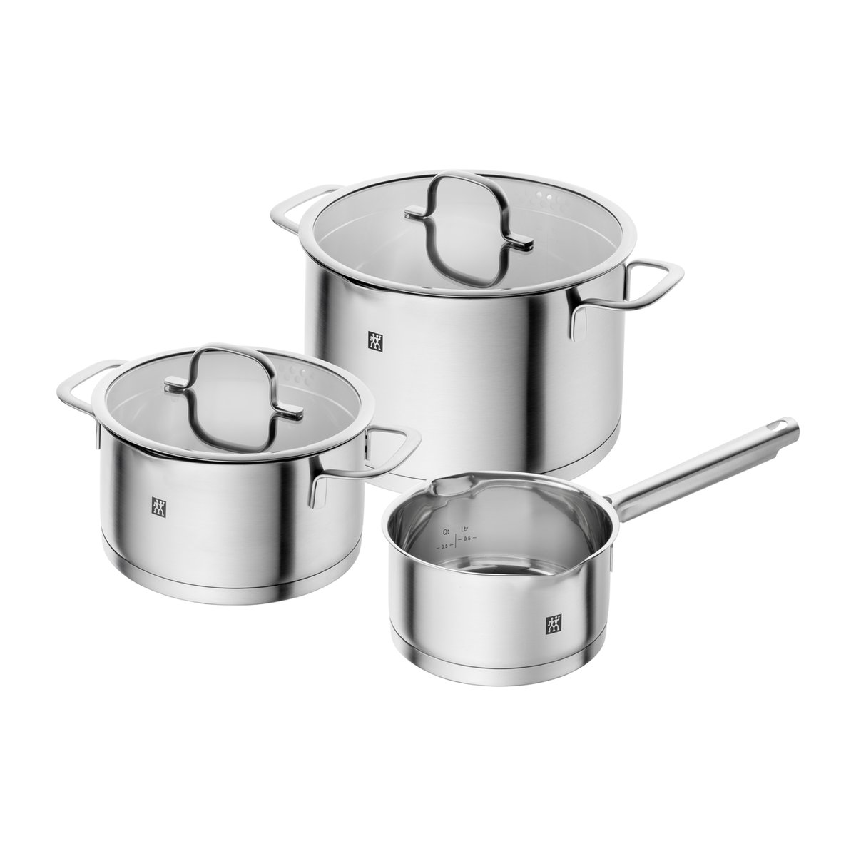 Zwilling TrueFlow grytset 3 delar Silver | Skandinavisk Design | Grytset & Kastrullset | Silverfärgad