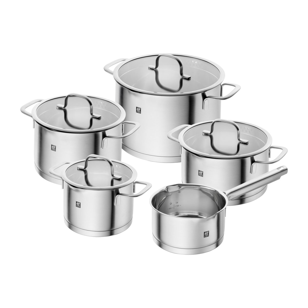 Zwilling TrueFlow grytset 5 delar Silver | Skandinavisk Design | Grytset & Kastrullset | Silverfärgad