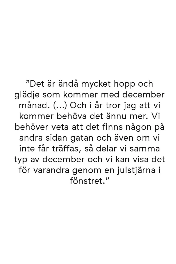 Citat från Hannes Mauritzson om att december månad är fyll av glädje och hopp.