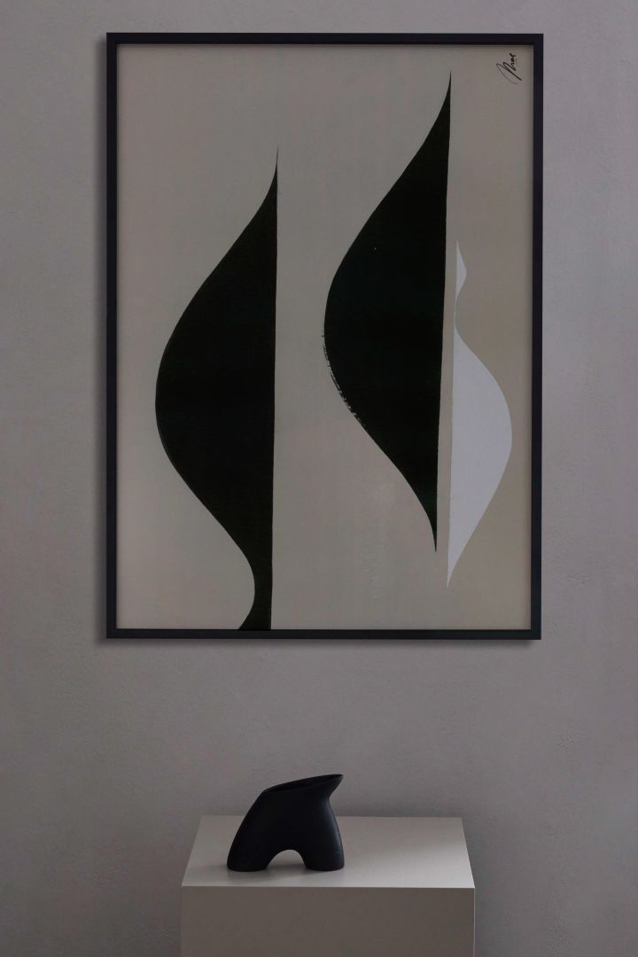 17 snygga posters att inreda ditt hem med - här ser du abstrakta Music 02 poster från Paper Collective i svart, beigt och vitt.
