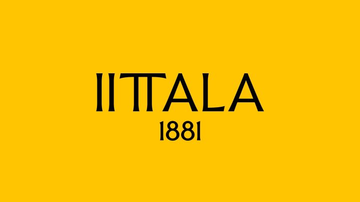 Iittalas nya logotype med gul bakgrund och namn med årtalet 1881. 