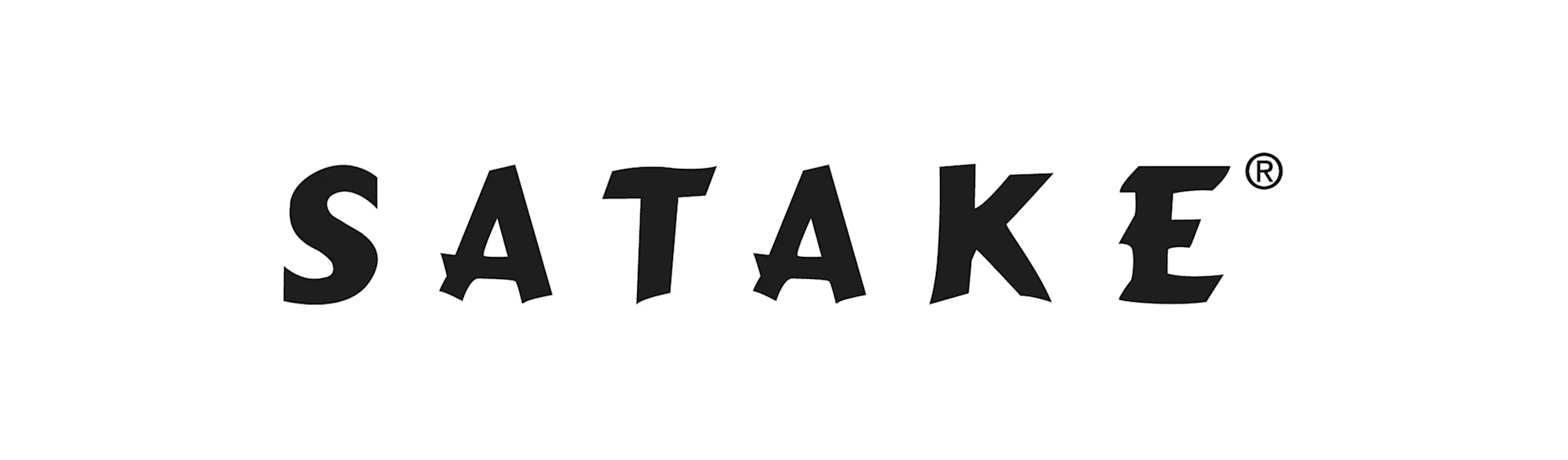 "SATAKE"-logotyp i ett stiliserat, fetstilt svart typsnitt, med en registrerad varumärkessymbol.