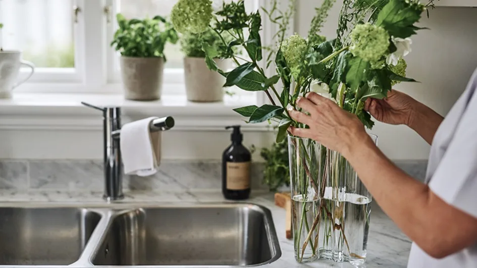 Ställ fram den omtänksamma buketten du fick på bordet eller någon annanstans där den blir en del av kvällen.