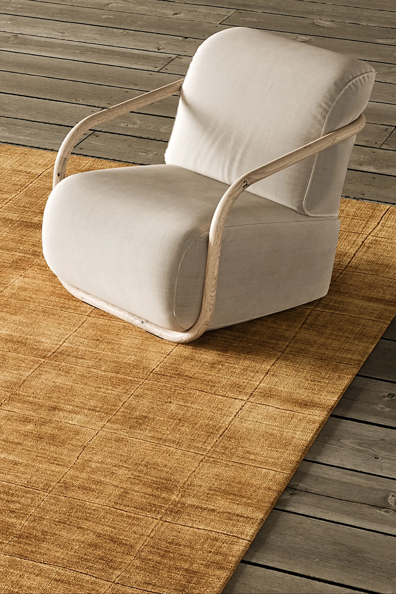 Här syns en senapsbrun matta som speglar färgtrenderna 2026.