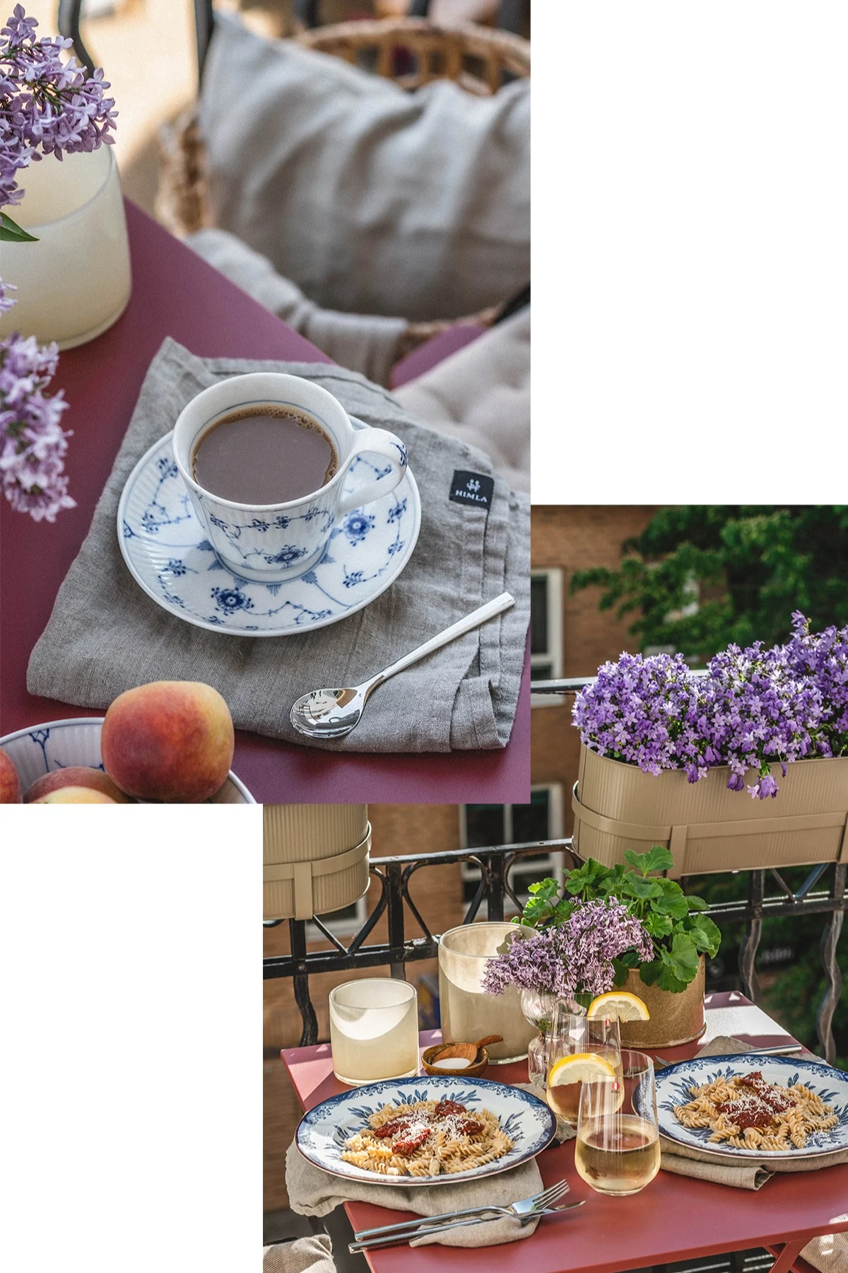 Fika och lunch - oavsett hur man nyttjar sin balkong är det härligt att äta utomhus på sommaren.