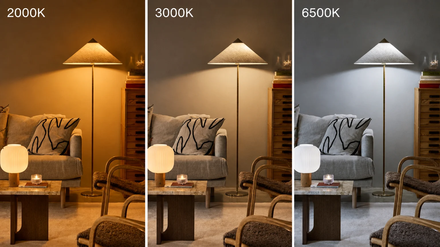 Illustration av Kelvinskalan med temperatur från 2200K – 5000K, skapad av Nordic Nest.