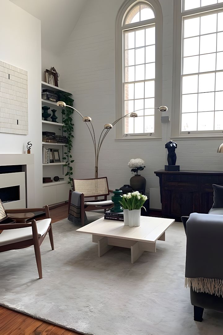 Välj rätt matta genom vår mattguide. Här ser du Solid viskos matta i färgen Francis pearl beige från Layered ger ditt vardagsrum en lyxig och ombonad känsla.
